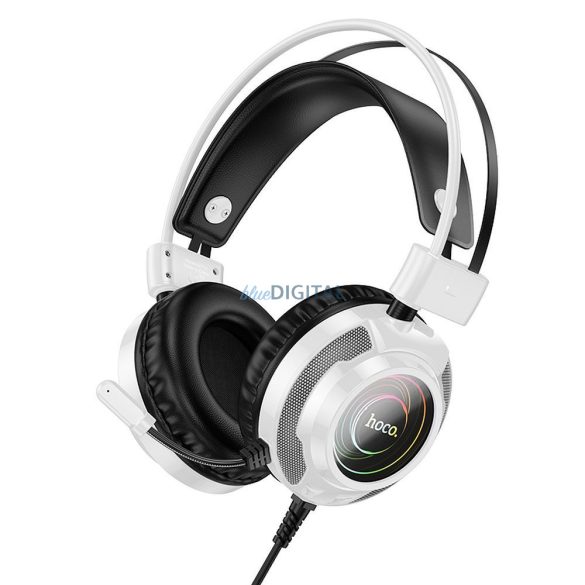 Hoco W110 vezetékes fejhallgató mikrofonnal, USB-A - 3.5mm jack csatlakozóval - fehér