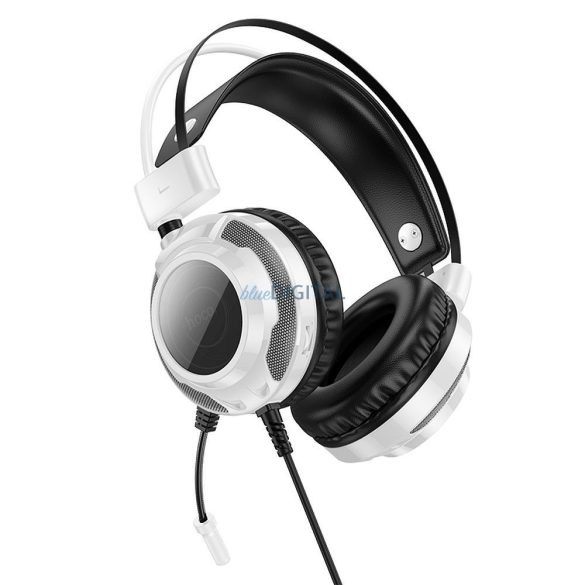 Hoco W110 vezetékes fejhallgató mikrofonnal, USB-A - 3.5mm jack csatlakozóval - fehér