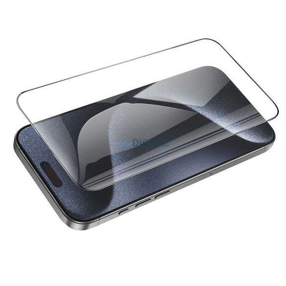 Hoco 5D Guardian Shield edzett üveg fekete szegéllyel iPhone 16 Pro - 10 db