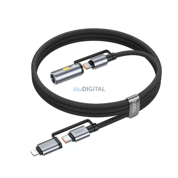 Hoco U138 All-in-one kábel USB-C / Lightning - USB-C / szivargyújtó PD 3A 60W 1,2 m - szürke