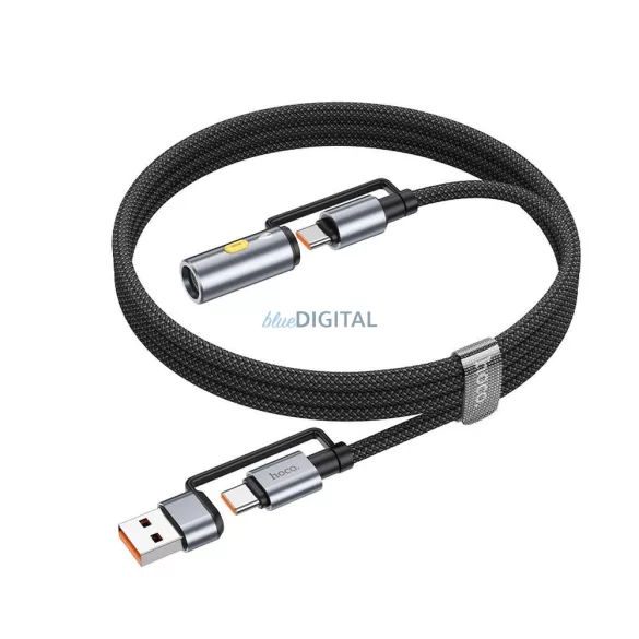 HOCO U138 All-in-one kábel USB-A / Type-C - Type-C / szivargyújtó 3A 60W 1,2 m - fekete
