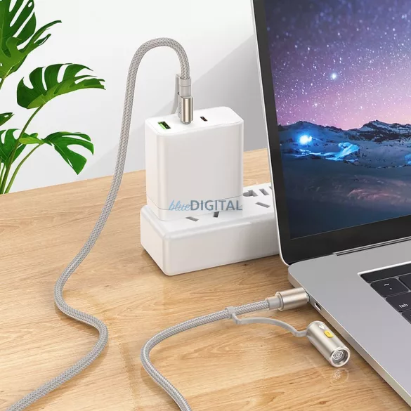 Hoco U138 All-in-one kábel USB-A / USB-C - USB-C / szivargyújtó 3A 60W 1,2 m - szürke
