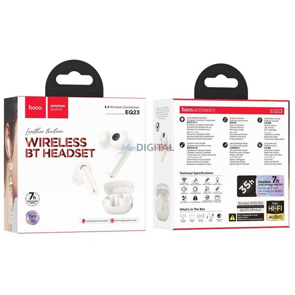 Hoco EQ23 TWS Bluetooth vezeték nélküli fülhallgató - fehér