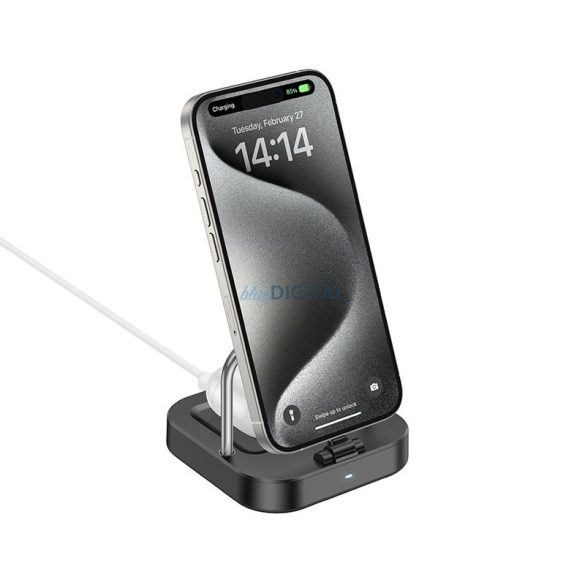 HOCO asztali töltő 2in1 C típusú + vezeték nélküli töltés 5W PD QC 3A 30W CQ16B fekete