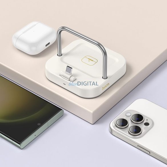 HOCO asztali töltő 2in1 Type C + vezeték nélküli töltés 5W PD QC 3A 30W CQ16B tejfehér