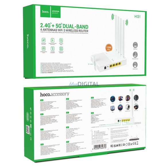 HOCO vezeték nélküli router WiFi5 HI31 fehér