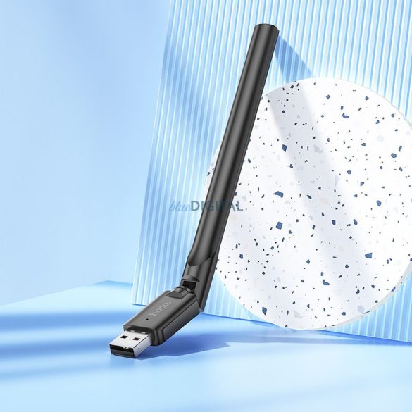 HOCO vezeték nélküli hálózati kártya külső antennával USB Wifi4 HI32 fekete