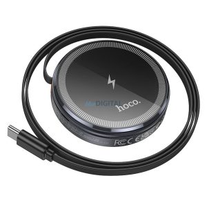 HOCO vezeték nélküli töltő visszahúzható kábellel C típusú kompatibilis a MagSafe és az APPLE Watch 15W CQ18 fémszürke