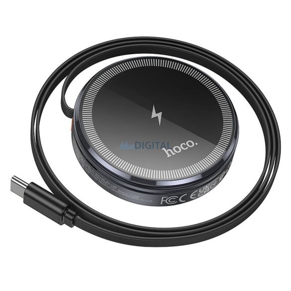 HOCO vezeték nélküli töltő visszahúzható kábellel C típusú kompatibilis a MagSafe és az APPLE Watch 15W CQ18 fémszürke