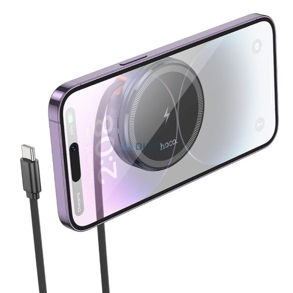 HOCO vezeték nélküli töltő visszahúzható kábellel C típusú kompatibilis a MagSafe és az APPLE Watch 15W CQ18 fémszürke