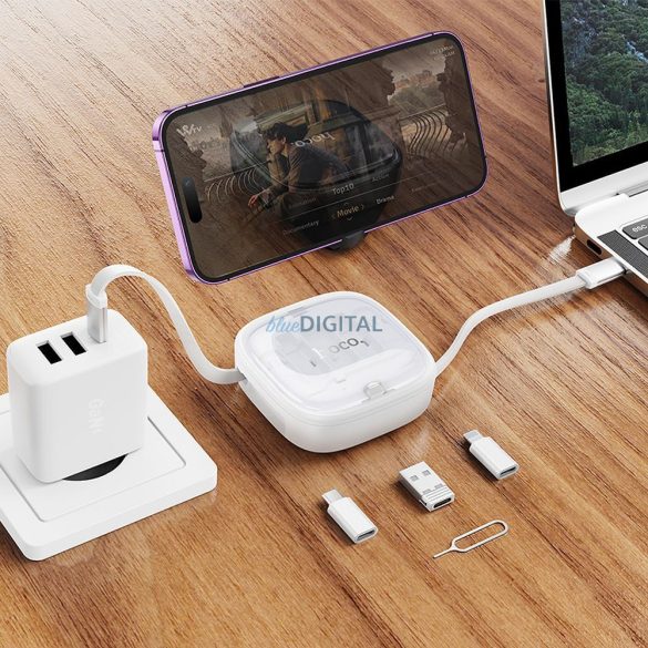 Hoco U140 Type-C - Lightning/micro USB/Type-C kábel 60W 3A PD 0.95m - fehér