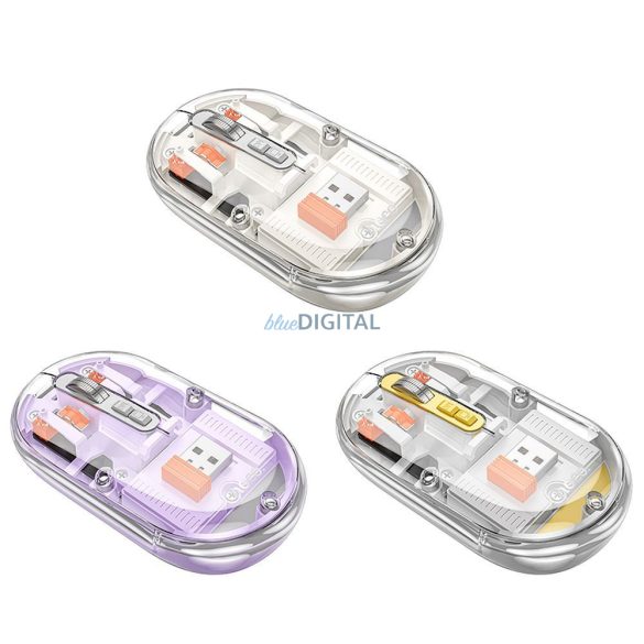 HOCO számítógépes vezeték nélküli egér kettős üzemmódú SILENT 2,4G 1600 dpi GM35 űrszürke
