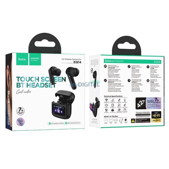 Hoco EQ14 TWS Bluetooth vezeték nélküli fülhallgató - fekete