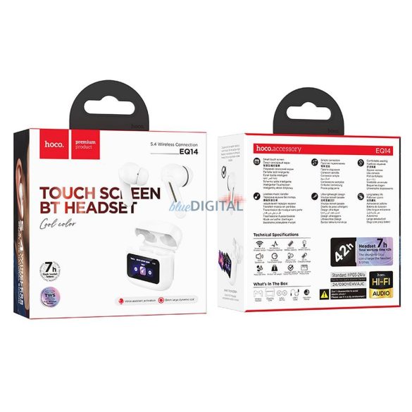 Hoco EQ14 TWS Bluetooth vezeték nélküli fülhallgató - fehér