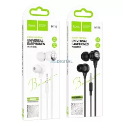   Hoco M116 vezetékes fülhallgató mikrofonnal 3.5mm jack csatlakozóval - fekete