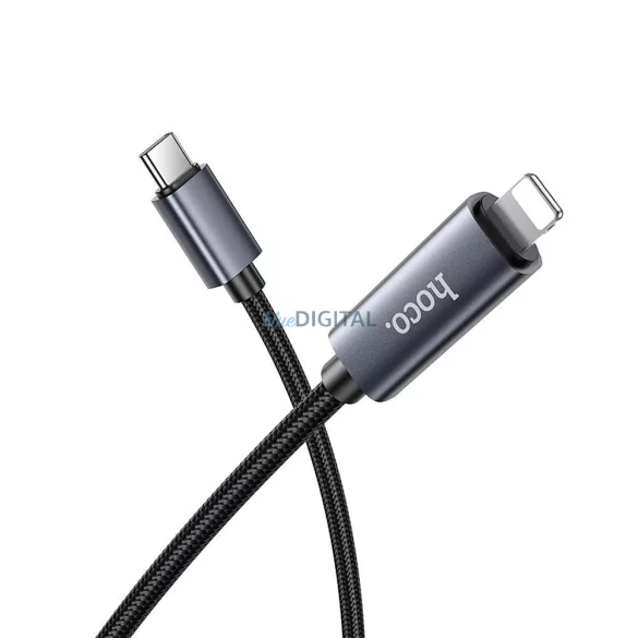 HOCO C típusú kábel Lightninghoz PD 27W X112 kijelzővel 1 m fekete HOCO C típusú kábel Lightninghoz PD 27W X112 1 m fekete