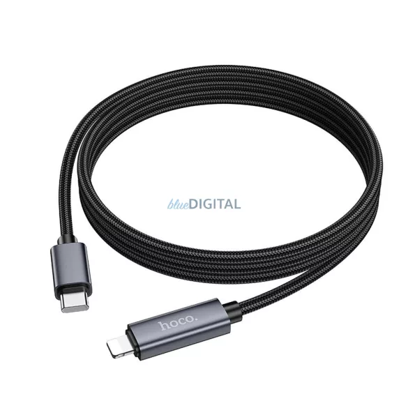 HOCO C típusú kábel Lightninghoz PD 27W X112 kijelzővel 1 m fekete HOCO C típusú kábel Lightninghoz PD 27W X112 1 m fekete