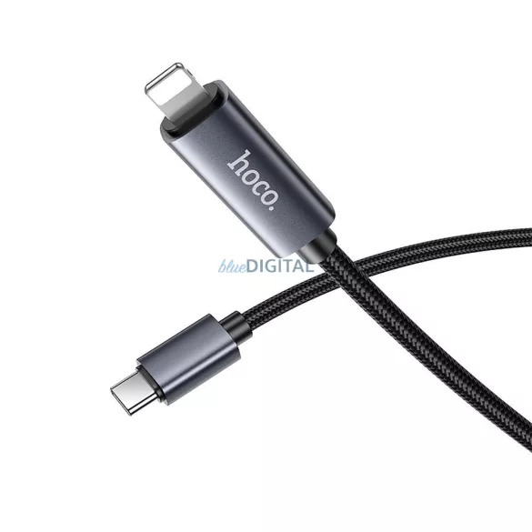 HOCO C típusú kábel Lightninghoz PD 27W X112 kijelzővel 1 m fekete HOCO C típusú kábel Lightninghoz PD 27W X112 1 m fekete