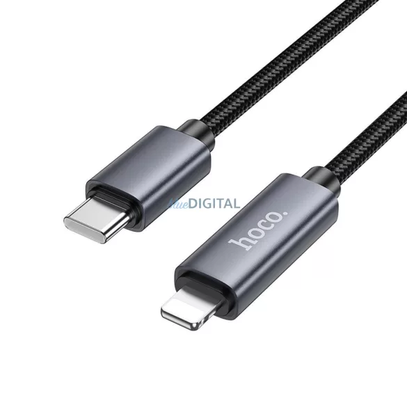 HOCO C típusú kábel Lightninghoz PD 27W X112 kijelzővel 1 m fekete HOCO C típusú kábel Lightninghoz PD 27W X112 1 m fekete