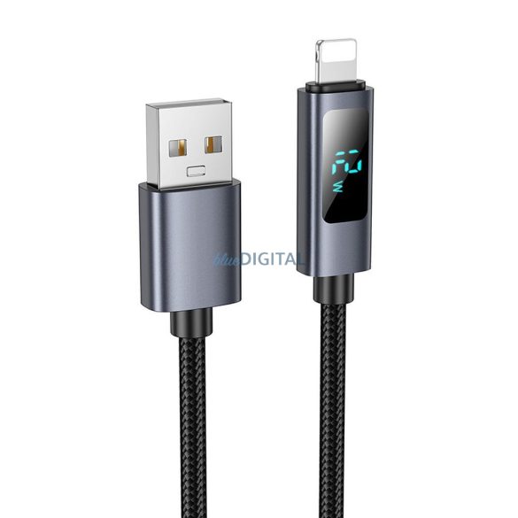 Kábel USB-A Lightning Hoco 2,4A kijelzővel 1 m X112 fekete