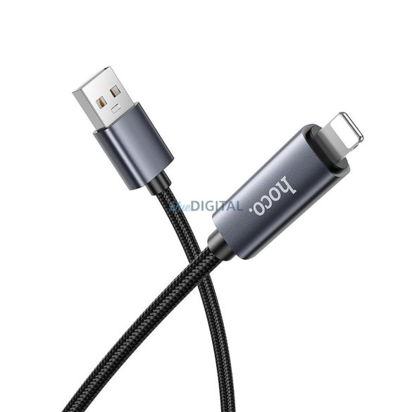 Kábel USB-A Lightning Hoco 2,4A kijelzővel 1 m X112 fekete