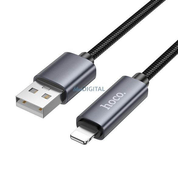 Kábel USB-A Lightning Hoco 2,4A kijelzővel 1 m X112 fekete