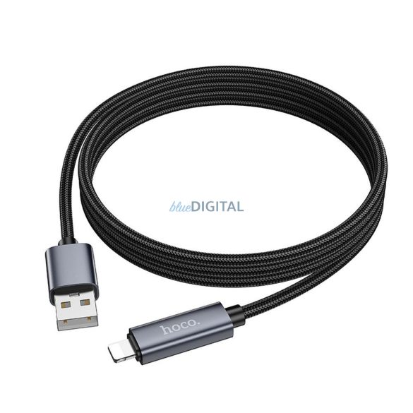 Kábel USB-A Lightning Hoco 2,4A kijelzővel 1 m X112 fekete