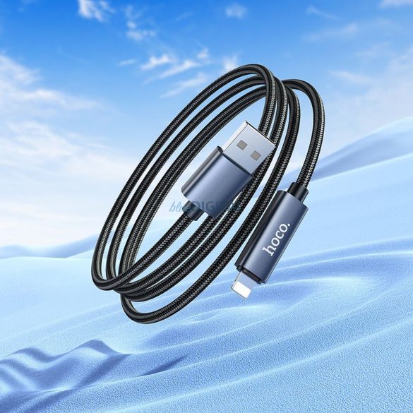 Kábel USB-A Lightning Hoco 2,4A kijelzővel 1 m X112 fekete