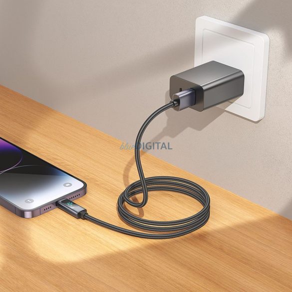 Kábel USB-A Lightning Hoco 2,4A kijelzővel 1 m X112 fekete