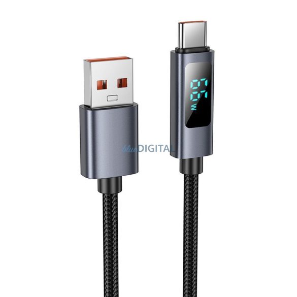 Kábel USB-A és USB C Hoco 5A Hoco 5A kijelzővel 1 m X112 fekete