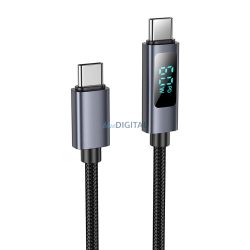   HOCO kábel Type-C Type-C kábel Type-C kijelzővel 3A 60W X112 1 m fekete