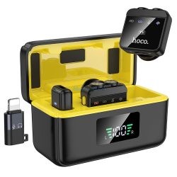   HOCO vezeték nélküli lavalier mikrofon Lightning / C típus (2 db készletben) L17 fekete