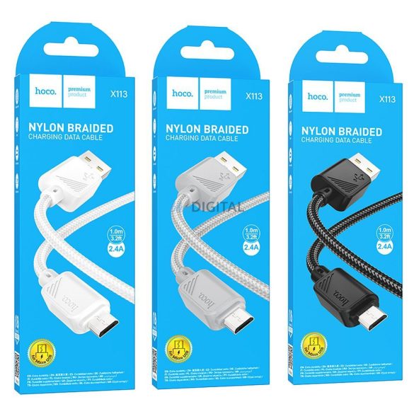 HOCO kábel USB-A - Micro USB 2,4A X113 1 m fehér
