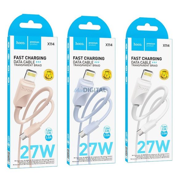 HOCO C típusú kábel Lightning PD 27W X114 1 m fehér