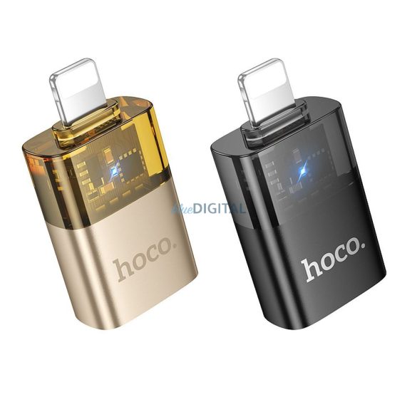 Hoco UA36 Lightning - USB-A adapter - fekete