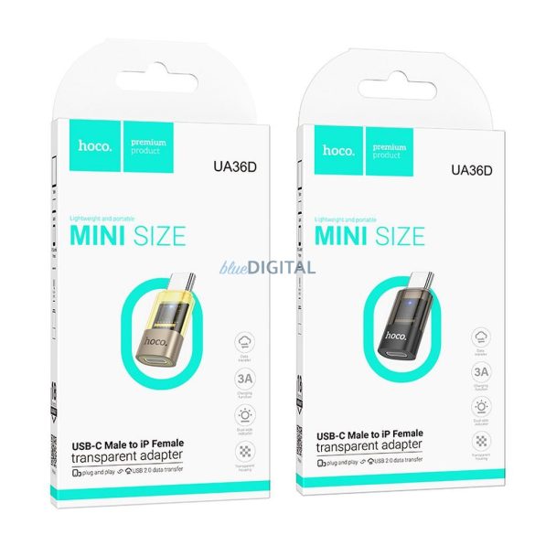 Hoco UA36D Type-C - Lightning adapter - fekete