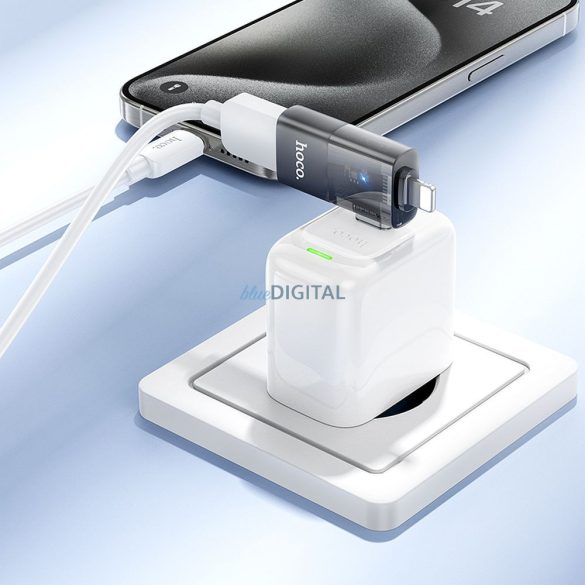 Hoco UA36E Type-C/Lightning - USB-A adapter - fekete
