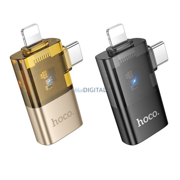 Hoco UA36E Type-C/Lightning - USB-A adapter - arany színű