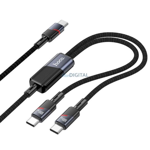 Kábel 2in1 USB C-ről USB C-re / USB C Hoco 5A 100W 1,2 m U139 fekete
