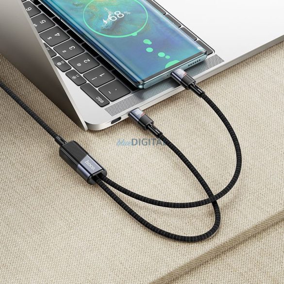 Kábel 2in1 USB C-ről USB C-re / USB C Hoco 5A 100W 1,2 m U139 fekete