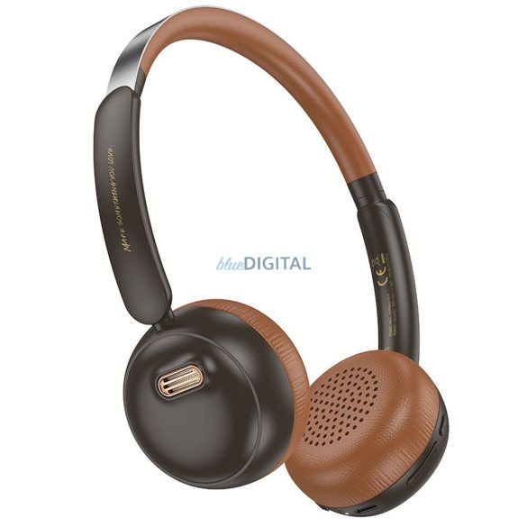 Hoco W62 Bluetooth 5.3 vezeték nélküli fejhallgató - barna-fekete