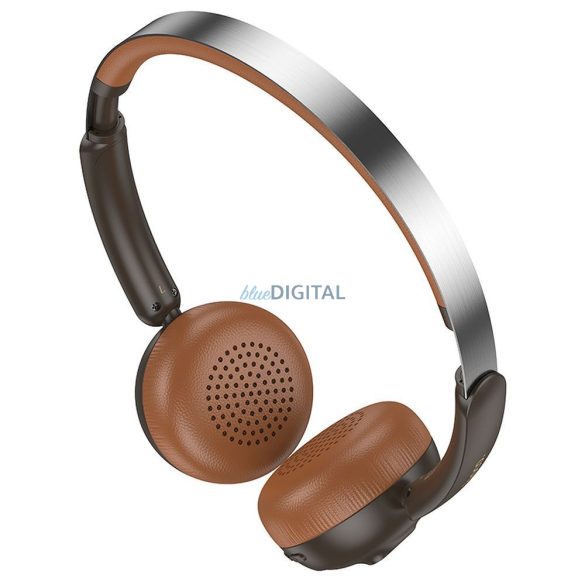 Hoco W62 Bluetooth 5.3 vezeték nélküli fejhallgató - barna-fekete