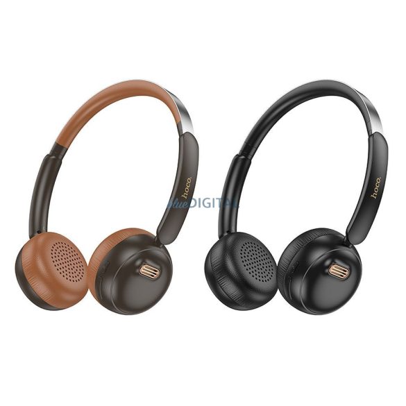 Hoco W62 Bluetooth 5.3 vezeték nélküli fejhallgató - barna-fekete