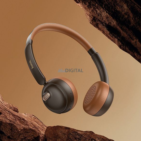 Hoco W62 Bluetooth 5.3 vezeték nélküli fejhallgató - barna-fekete