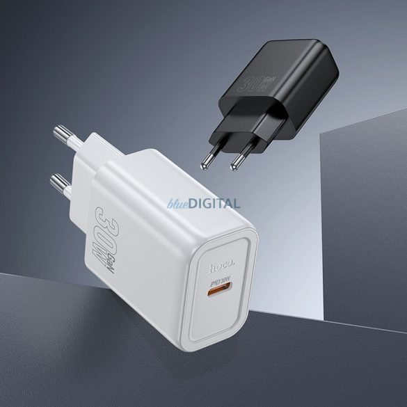 Hoco N62 hálózati töltő 1xUSB-C csatlakozással + Type-C - Lightning kábellel 30W PD QC - fehér