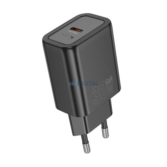 Hoco N63 hálózati töltő 1xUSB-A és 1xUSB-C csatlakozással 30W 3A PD QC3.0 - fekete