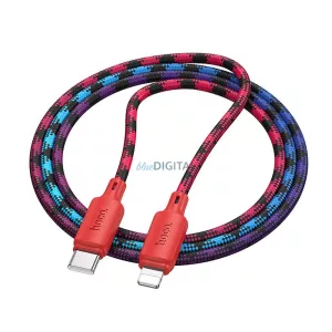 Kábel USB C Lightning Hoco PD 27W 1 m X116 piros színárnyalatos piros