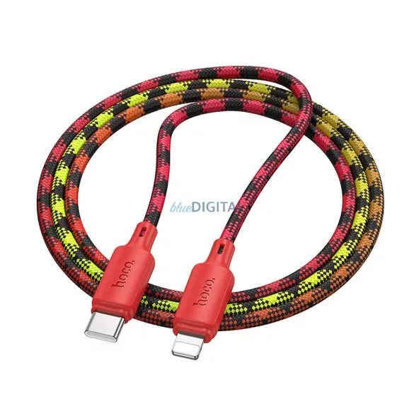 Kábel USB C Lightning Hoco PD 27W 1 m X116 piros színárnyalatos piros