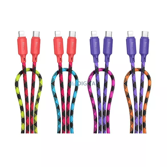 Kábel USB C Lightning Hoco PD 27W 1 m X116 piros színárnyalatos piros