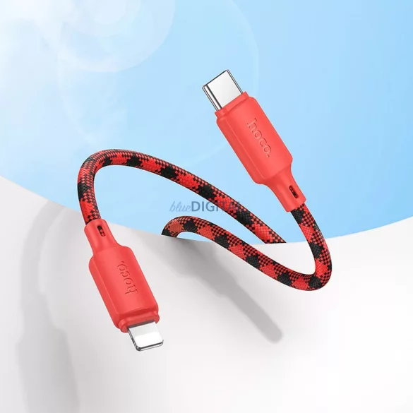 Kábel USB C Lightning Hoco PD 27W 1 m X116 piros színárnyalatos piros